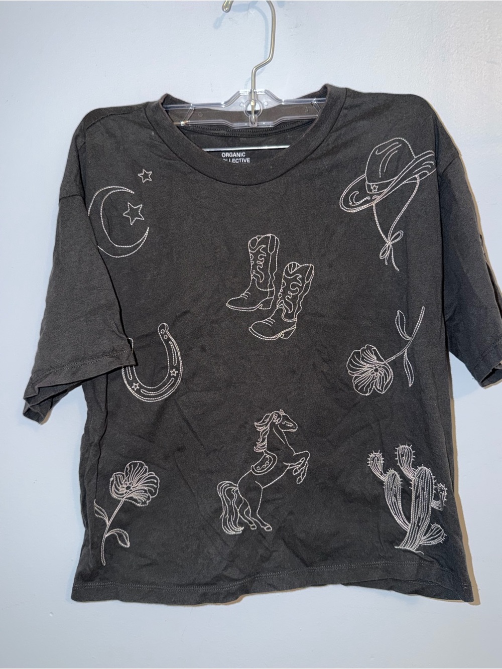 Organic Collective Western Graphic T-Shirt Women’s Small Charcoal Gray